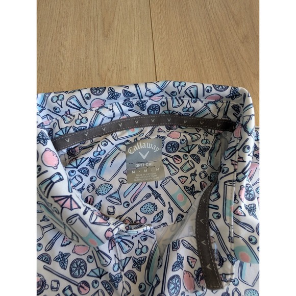 New Callaway Golf Short Sleeve Essential Drink Coffee Polo Bright White‎ Medium - Picture 2 of 7